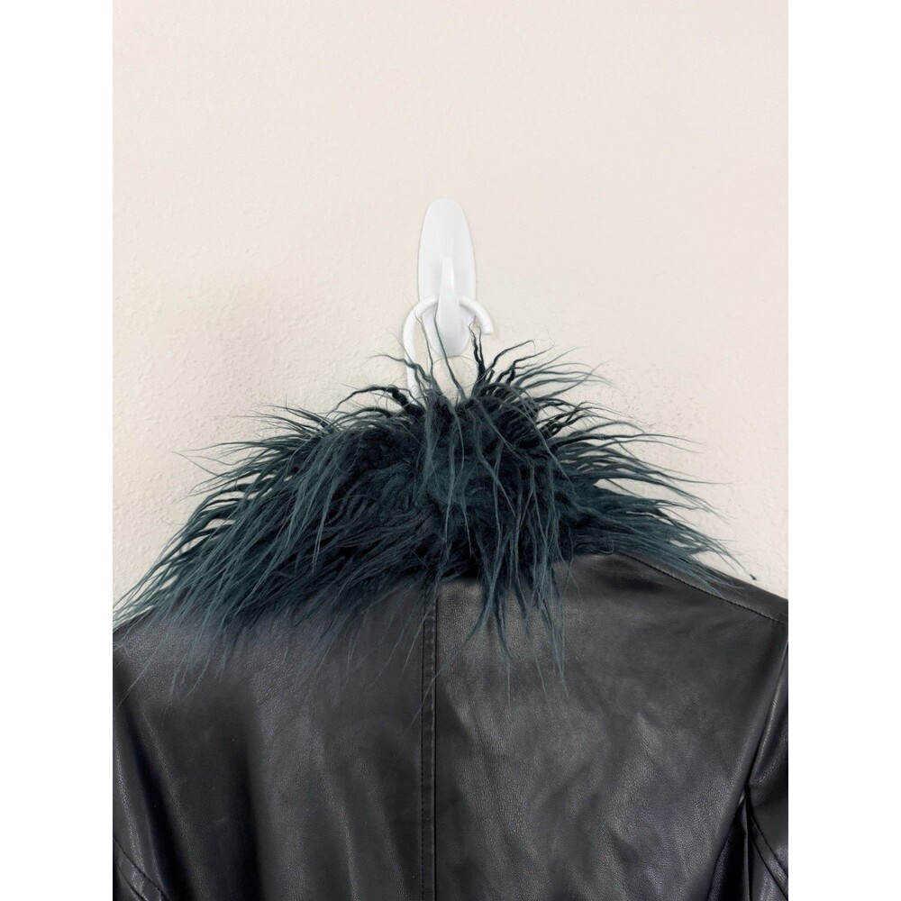 Dolls Kill Y2K Penny Lane Afghan Faux Leather Fur Trim Jacket Small Grunge Mob - Picture 8 of 11